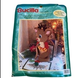 Vintage bucillla Rudolph card holder Christmas canvas kit